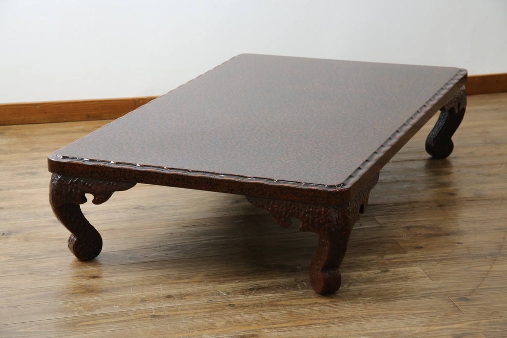 中古　未使用　展示品　東北　津軽塗り　唐塗り　隅々まで意匠を凝らした上質で美しい漆塗りの座卓　定価約95万円　(R-079447)