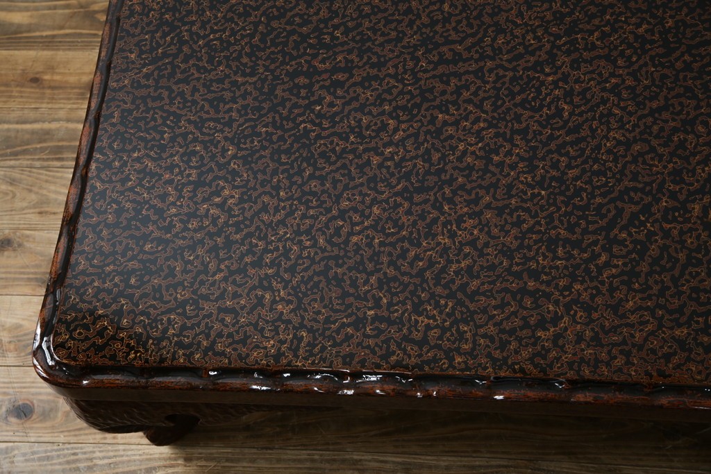 中古　未使用　展示品　東北　津軽塗り　唐塗り　隅々まで意匠を凝らした上質で美しい漆塗りの座卓　定価約95万円　(R-079447)