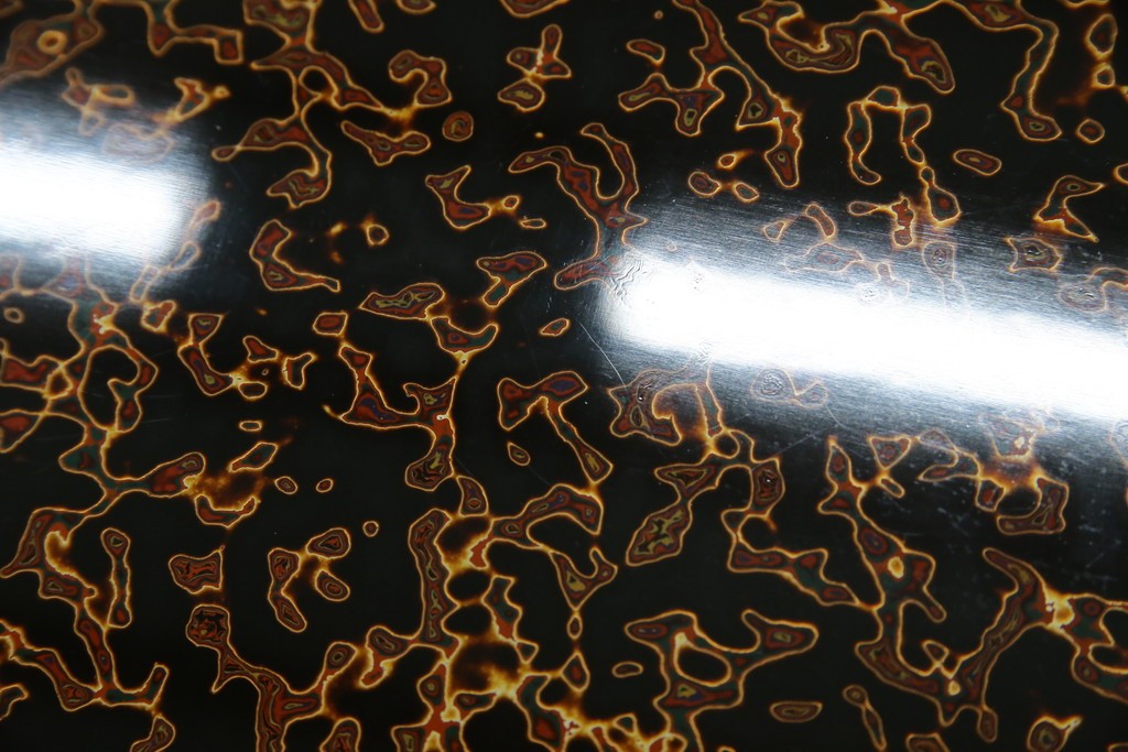 中古　未使用　展示品　東北　津軽塗り　唐塗り　隅々まで意匠を凝らした上質で美しい漆塗りの座卓　定価約95万円　(R-079447)