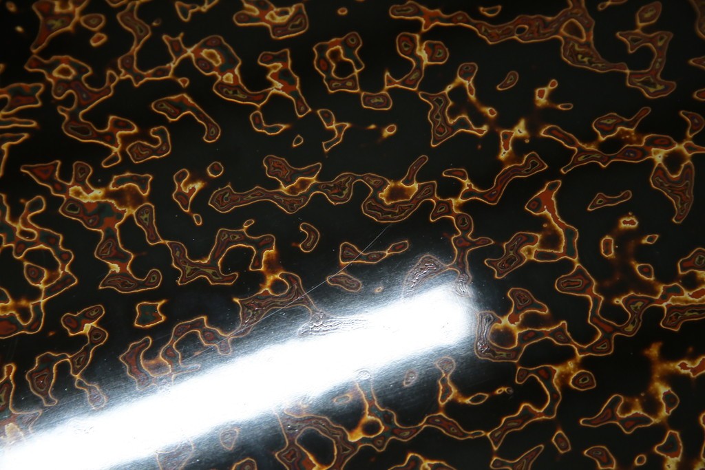 中古　未使用　展示品　東北　津軽塗り　唐塗り　隅々まで意匠を凝らした上質で美しい漆塗りの座卓　定価約95万円　(R-079447)