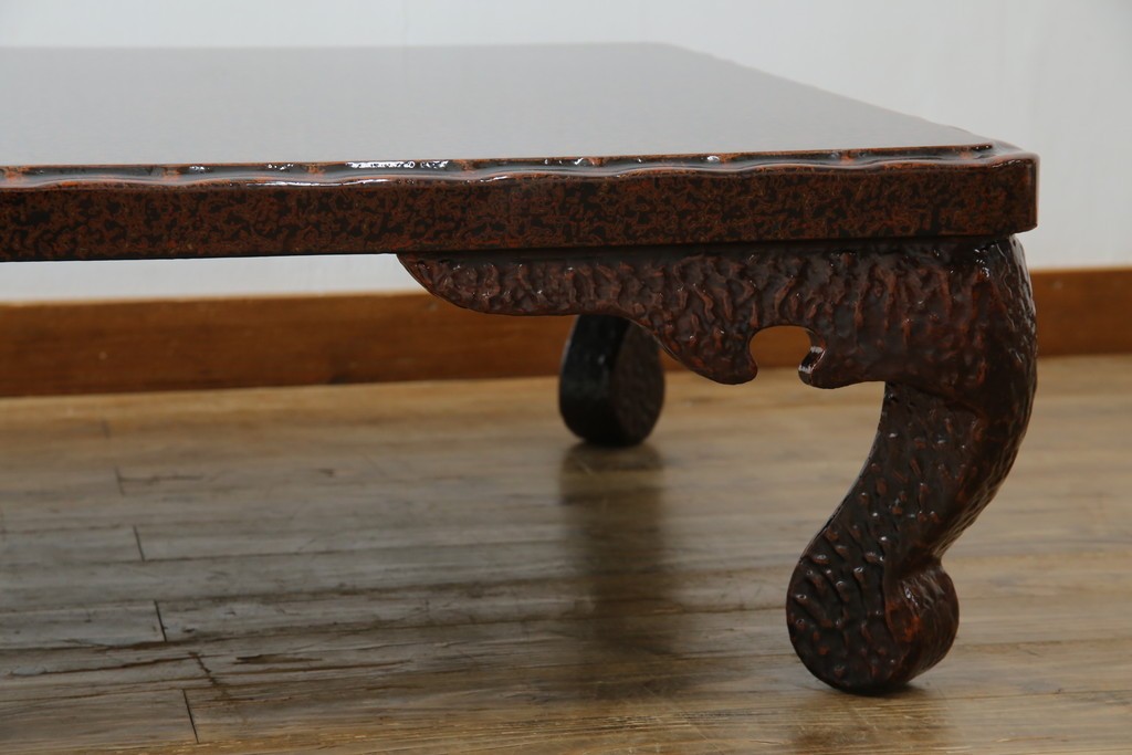 中古　未使用　展示品　東北　津軽塗り　唐塗り　隅々まで意匠を凝らした上質で美しい漆塗りの座卓　定価約95万円　(R-079447)