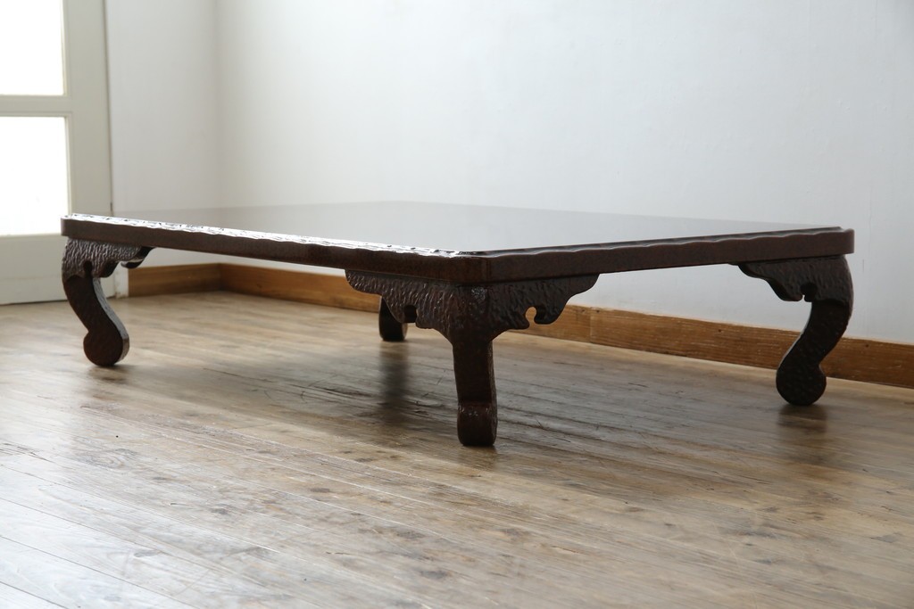 中古　未使用　展示品　東北　津軽塗り　唐塗り　隅々まで意匠を凝らした上質で美しい漆塗りの座卓　定価約95万円　(R-079447)