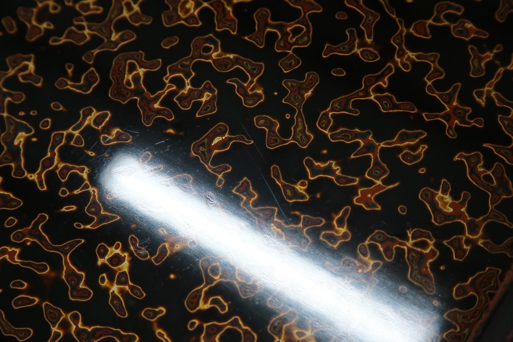 中古　未使用　展示品　東北　津軽塗り　唐塗り　隅々まで意匠を凝らした上質で美しい漆塗りの座卓　定価約95万円　(R-079447)