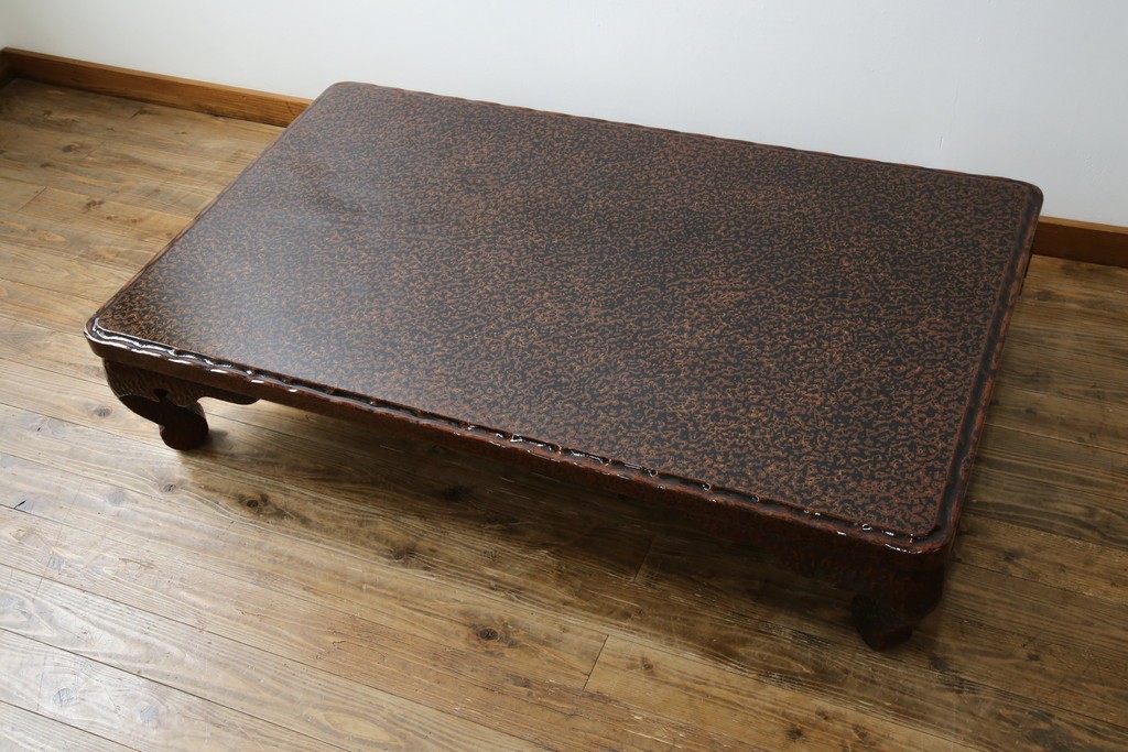 中古　未使用　展示品　東北　津軽塗り　唐塗り　隅々まで意匠を凝らした上質で美しい漆塗りの座卓　定価約95万円　(R-079447)