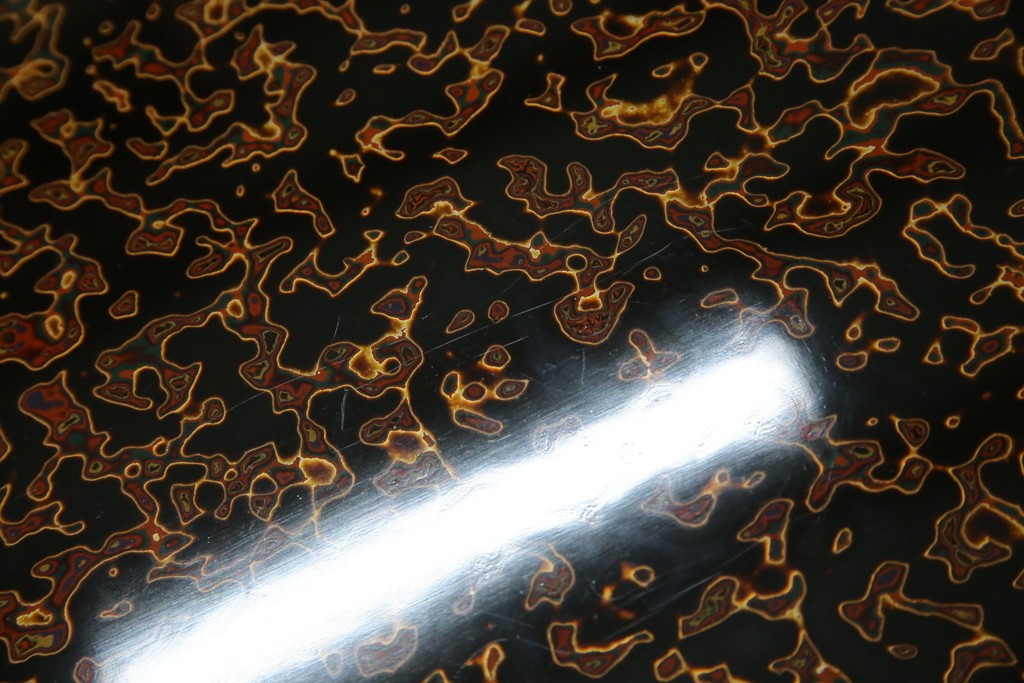 中古　未使用　展示品　東北　津軽塗り　唐塗り　隅々まで意匠を凝らした上質で美しい漆塗りの座卓　定価約95万円　(R-079447)