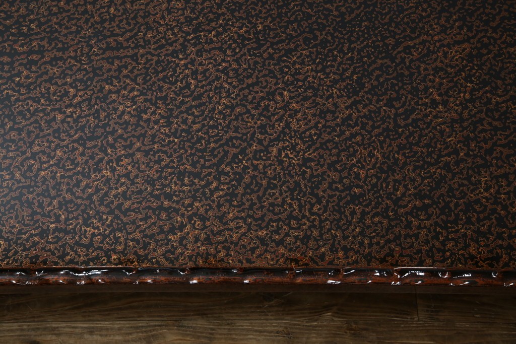 中古　未使用　展示品　東北　津軽塗り　唐塗り　隅々まで意匠を凝らした上質で美しい漆塗りの座卓　定価約95万円　(R-079447)