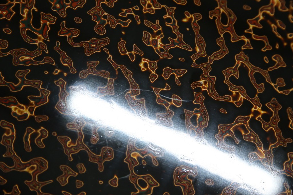 中古　未使用　展示品　東北　津軽塗り　唐塗り　隅々まで意匠を凝らした上質で美しい漆塗りの座卓　定価約95万円　(R-079447)