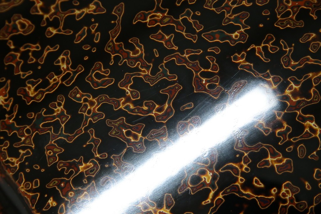 中古　未使用　展示品　東北　津軽塗り　唐塗り　隅々まで意匠を凝らした上質で美しい漆塗りの座卓　定価約95万円　(R-079447)