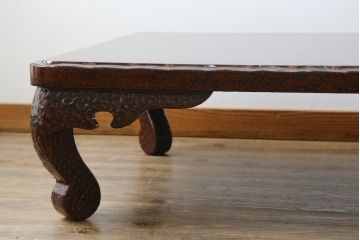 中古　未使用　展示品　東北　津軽塗り　唐塗り　隅々まで意匠を凝らした上質で美しい漆塗りの座卓(ローテーブル、センターテーブル、リビングテーブル)(定価約95万円)(R-079447)
