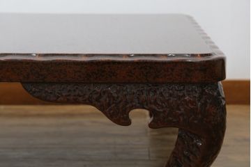 中古　未使用　展示品　東北　津軽塗り　唐塗り　隅々まで意匠を凝らした上質で美しい漆塗りの座卓(ローテーブル、センターテーブル、リビングテーブル)(定価約95万円)(R-079447)