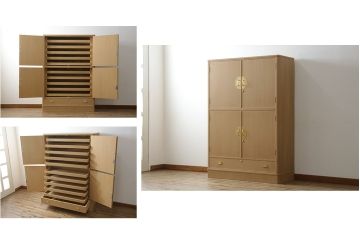 中古　美品　国産　職人手造り　繊細で美しい金具が品の良さを高める総桐箪笥(桐たんす、整理箪笥、和タンス、着物箪笥、衣装箪笥、収納たんす、引き出し、衣装盆)(R-079451)