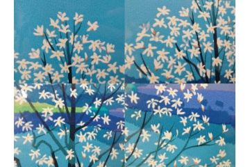 真作　1990年　東山魁夷　「清暁」　限定300部のうち第26番　心が澄み渡るような色彩が美しいリトグラフ(絵画、風景画、山、湖、樹木、花、版画、壁掛け、額装、タトウ箱付き、発行証付き、落款印、共シール、黄袋付き、外箱付き)(R-079454)