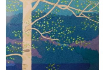 真作　1990年　東山魁夷　「清暁」　限定300部のうち第26番　心が澄み渡るような色彩が美しいリトグラフ(絵画、風景画、山、湖、樹木、花、版画、壁掛け、額装、タトウ箱付き、発行証付き、落款印、共シール、黄袋付き、外箱付き)(R-079454)