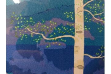 真作　1990年　東山魁夷　「清暁」　限定300部のうち第26番　心が澄み渡るような色彩が美しいリトグラフ(絵画、風景画、山、湖、樹木、花、版画、壁掛け、額装、タトウ箱付き、発行証付き、落款印、共シール、黄袋付き、外箱付き)(R-079454)