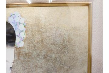 真作　中尾淳　「舞妓」　F10(10号)　絵画(日本画、女性、人物、着物、共シール、サイン付き、落款印、肉筆、額装、共箱付き)(R-079455)