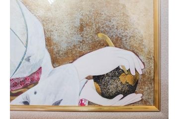 真作　中尾淳　「舞妓」　F10(10号)　絵画(日本画、女性、人物、着物、共シール、サイン付き、落款印、肉筆、額装、共箱付き)(R-079455)