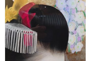 真作　中尾淳　「舞妓」　F10(10号)　絵画(日本画、女性、人物、着物、共シール、サイン付き、落款印、肉筆、額装、共箱付き)(R-079455)