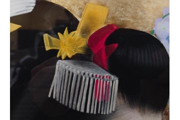 真作　中尾淳　「舞妓」　F10(10号)　絵画(日本画、女性、人物、着物、共シール、サイン付き、落款印、肉筆、額装、共箱付き)(R-079455)