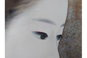 真作　中尾淳　「舞妓」　F10(10号)　絵画(日本画、女性、人物、着物、共シール、サイン付き、落款印、肉筆、額装、共箱付き)(R-079455)