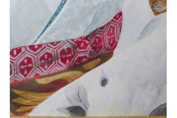 真作　中尾淳　「舞妓」　F10(10号)　絵画(日本画、女性、人物、着物、共シール、サイン付き、落款印、肉筆、額装、共箱付き)(R-079455)