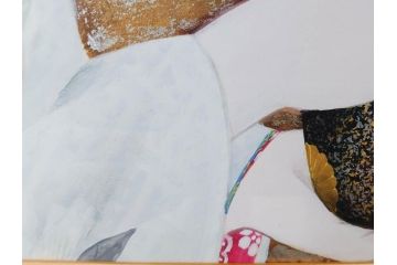 真作　中尾淳　「舞妓」　F10(10号)　絵画(日本画、女性、人物、着物、共シール、サイン付き、落款印、肉筆、額装、共箱付き)(R-079455)