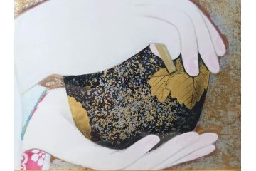 真作　中尾淳　「舞妓」　F10(10号)　絵画(日本画、女性、人物、着物、共シール、サイン付き、落款印、肉筆、額装、共箱付き)(R-079455)