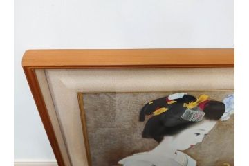 真作　中尾淳　「舞妓」　F10(10号)　絵画(日本画、女性、人物、着物、共シール、サイン付き、落款印、肉筆、額装、共箱付き)(R-079455)