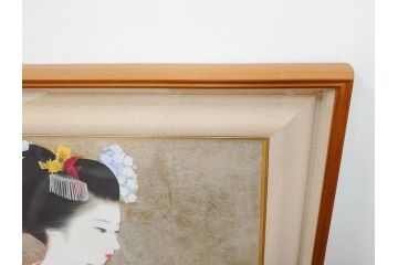 真作　中尾淳　「舞妓」　F10(10号)　絵画(日本画、女性、人物、着物、共シール、サイン付き、落款印、肉筆、額装、共箱付き)(R-079455)