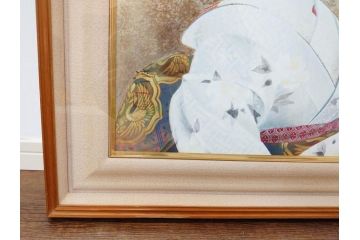 真作　中尾淳　「舞妓」　F10(10号)　絵画(日本画、女性、人物、着物、共シール、サイン付き、落款印、肉筆、額装、共箱付き)(R-079455)