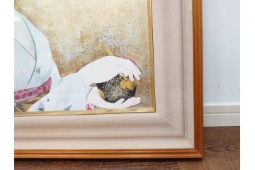 真作　中尾淳　「舞妓」　F10(10号)　絵画(日本画、女性、人物、着物、共シール、サイン付き、落款印、肉筆、額装、共箱付き)(R-079455)