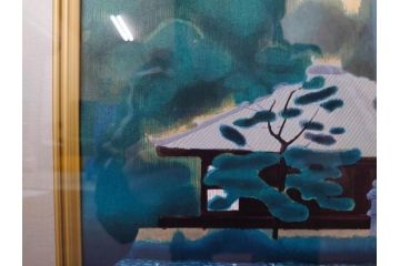 真作　平成5年　平山郁夫　「浄瑠璃寺」　限定・国内版 250部/国際版 100部　150/250　P8(8号)　木版画(アダチ版画、絵画、風景、池、彫師 新實護允、摺師 児島俊弘、額装、落款印、タトウ箱付き、外箱付き)(R-079457)