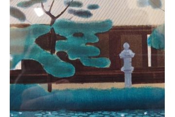 真作　平成5年　平山郁夫　「浄瑠璃寺」　限定・国内版 250部/国際版 100部　150/250　P8(8号)　木版画(アダチ版画、絵画、風景、池、彫師 新實護允、摺師 児島俊弘、額装、落款印、タトウ箱付き、外箱付き)(R-079457)