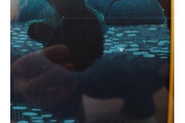 真作　平成5年　平山郁夫　「浄瑠璃寺」　限定・国内版 250部/国際版 100部　150/250　P8(8号)　木版画(アダチ版画、絵画、風景、池、彫師 新實護允、摺師 児島俊弘、額装、落款印、タトウ箱付き、外箱付き)(R-079457)