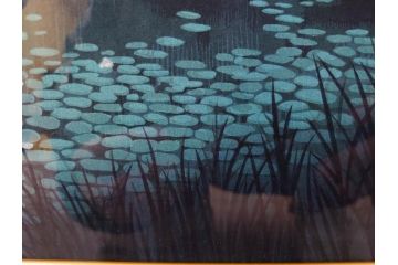 真作　平成5年　平山郁夫　「浄瑠璃寺」　限定・国内版 250部/国際版 100部　150/250　P8(8号)　木版画(アダチ版画、絵画、風景、池、彫師 新實護允、摺師 児島俊弘、額装、落款印、タトウ箱付き、外箱付き)(R-079457)
