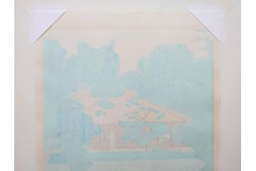 真作　平成5年　平山郁夫　「浄瑠璃寺」　限定・国内版 250部/国際版 100部　150/250　P8(8号)　木版画(アダチ版画、絵画、風景、池、彫師 新實護允、摺師 児島俊弘、額装、落款印、タトウ箱付き、外箱付き)(R-079457)