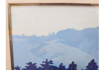 真作　竹内未明　「西ノ京」　P8号(8号)　日本画(絵画、塔、風景、サイン付き、落款印、共シール、岡崎清光堂、肉筆、額装、外箱付き)(R-079458)