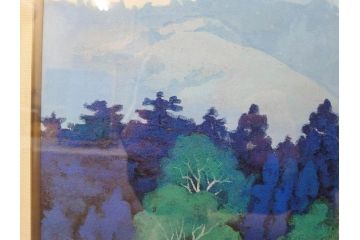 真作　竹内未明　「西ノ京」　P8号(8号)　日本画(絵画、塔、風景、サイン付き、落款印、共シール、岡崎清光堂、肉筆、額装、外箱付き)(R-079458)
