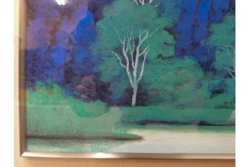 真作　竹内未明　「西ノ京」　P8号(8号)　日本画(絵画、塔、風景、サイン付き、落款印、共シール、岡崎清光堂、肉筆、額装、外箱付き)(R-079458)