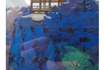 真作　竹内未明　「西ノ京」　P8号(8号)　日本画(絵画、塔、風景、サイン付き、落款印、共シール、岡崎清光堂、肉筆、額装、外箱付き)(R-079458)