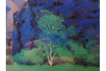 真作　竹内未明　「西ノ京」　P8号(8号)　日本画(絵画、塔、風景、サイン付き、落款印、共シール、岡崎清光堂、肉筆、額装、外箱付き)(R-079458)