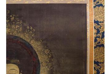 工芸　複製画　神護寺所蔵　国宝　釈迦如来像　第577番　掛軸(第五百七十七番、掛け軸、絹本、仏画、共箱付き、解題、多色コロタイプ印刷、手彩色)(R-079460)　