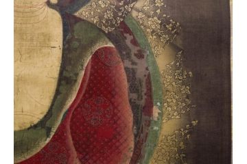 工芸　複製画　神護寺所蔵　国宝　釈迦如来像　第577番　掛軸(第五百七十七番、掛け軸、絹本、仏画、共箱付き、解題、多色コロタイプ印刷、手彩色)(R-079460)　