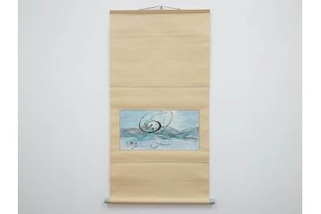 1999年　春　横山善一　白夜・未来派の女性像　掛軸(掛け軸、日展会員、サイン入り、落款、共箱付き)(R-079461)
