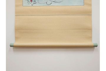 1999年　春　横山善一　白夜・未来派の女性像　掛軸(掛け軸、日展会員、サイン入り、落款、共箱付き)(R-079461)