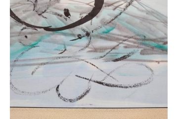 1999年　春　横山善一　白夜・未来派の女性像　掛軸(掛け軸、日展会員、サイン入り、落款、共箱付き)(R-079461)