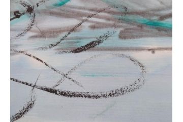 1999年　春　横山善一　白夜・未来派の女性像　掛軸(掛け軸、日展会員、サイン入り、落款、共箱付き)(R-079461)