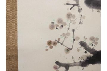 小林五浪　「老梅」　掛軸(掛け軸、日本画、花、サイン付き、落款、共箱付き、三越美術部)(R-079462)