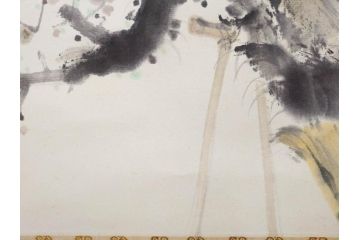 小林五浪　「老梅」　掛軸(掛け軸、日本画、花、サイン付き、落款、共箱付き、三越美術部)(R-079462)