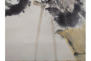 小林五浪　「老梅」　掛軸(掛け軸、日本画、花、サイン付き、落款、共箱付き、三越美術部)(R-079462)