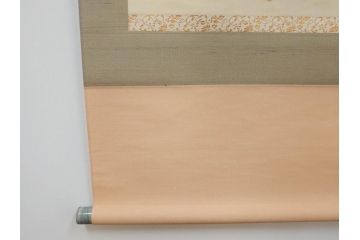 小林五浪　「茄子」　掛軸(掛け軸、なす、野菜、バッタ、飛蝗、昆虫、日本画、共箱付き)(R-079464)